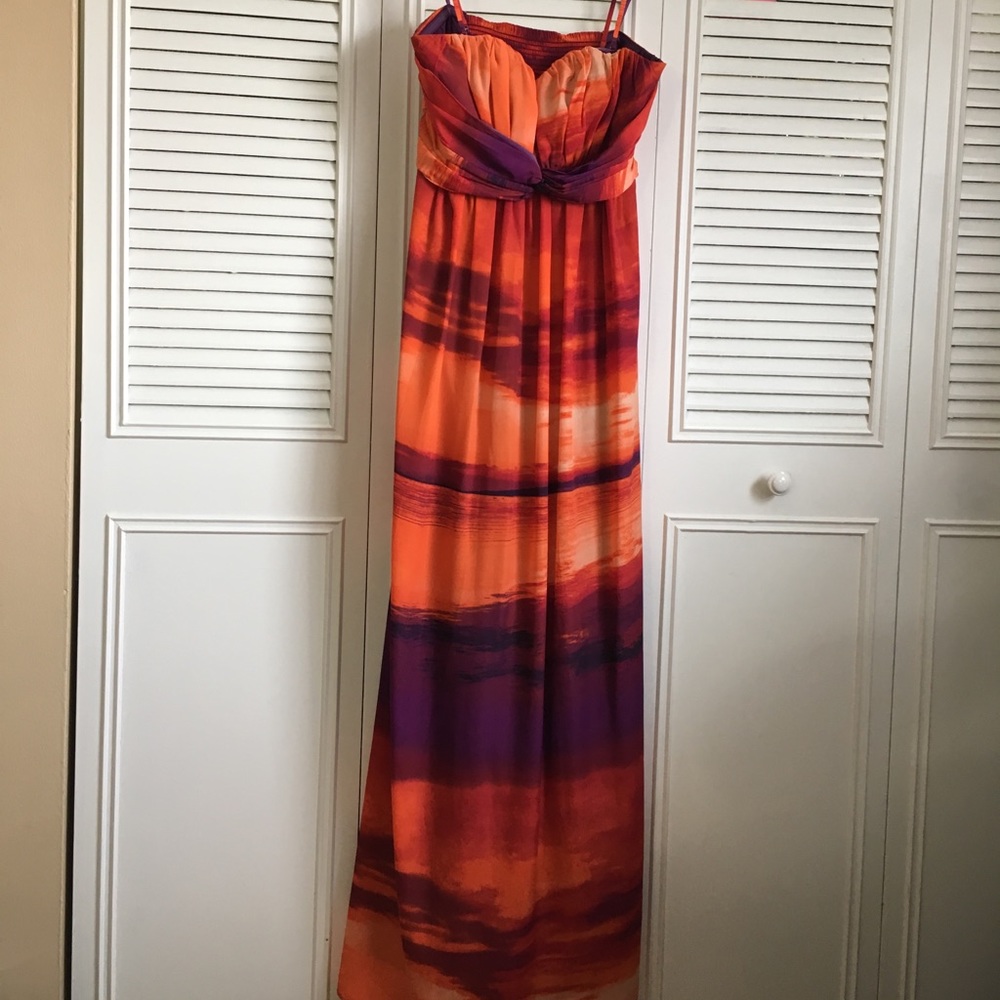 Orange and purple maxi dress